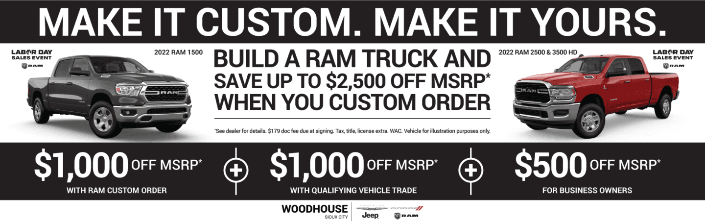 Custom Order Woodhouse Chrysler Dodge Jeep RAM Sioux City