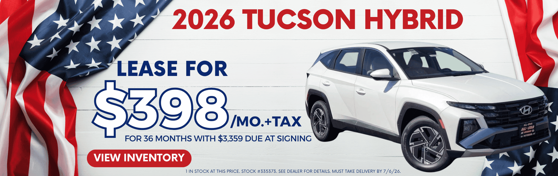 2026 Tucson Hybrid Blue SE Lease June