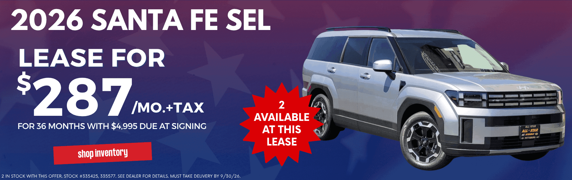 Santa Fe Hybrid SEL September Lease