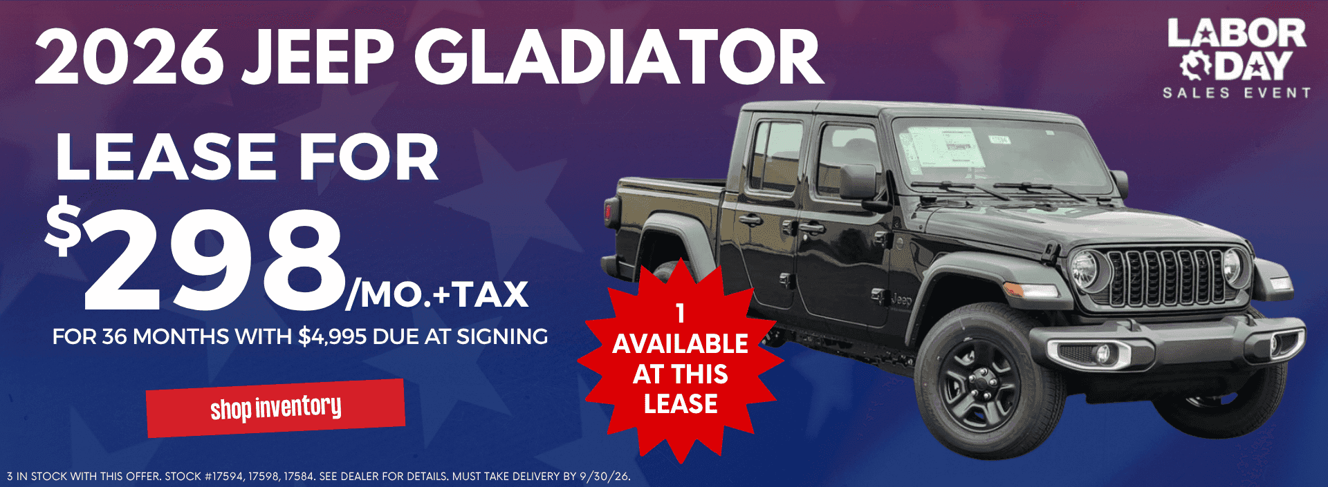 Jeep Gladiator September Lease