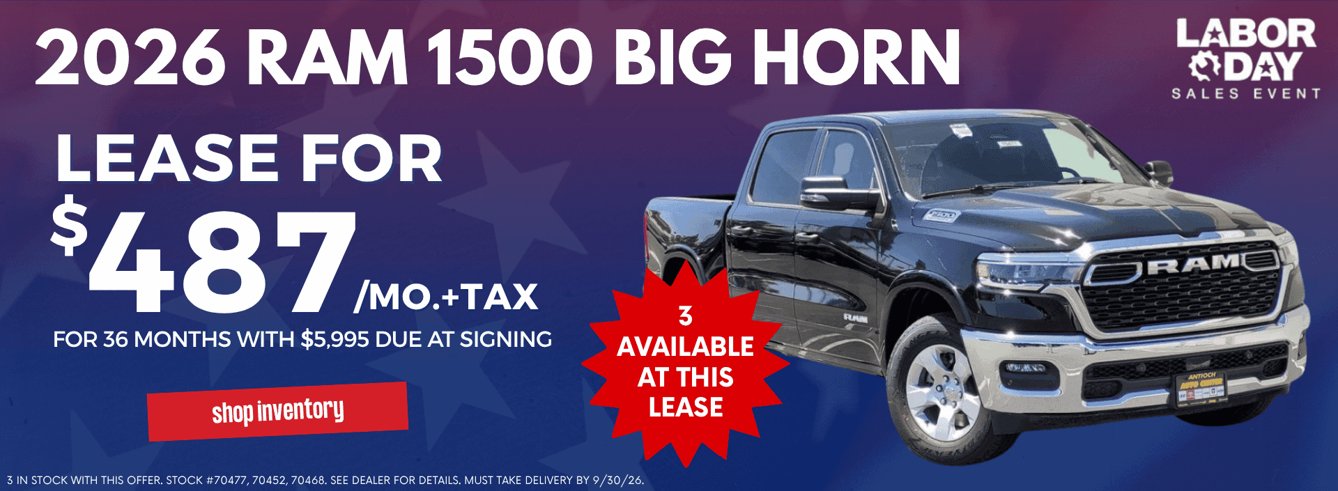 RAM 1500 Big Horn September Lease