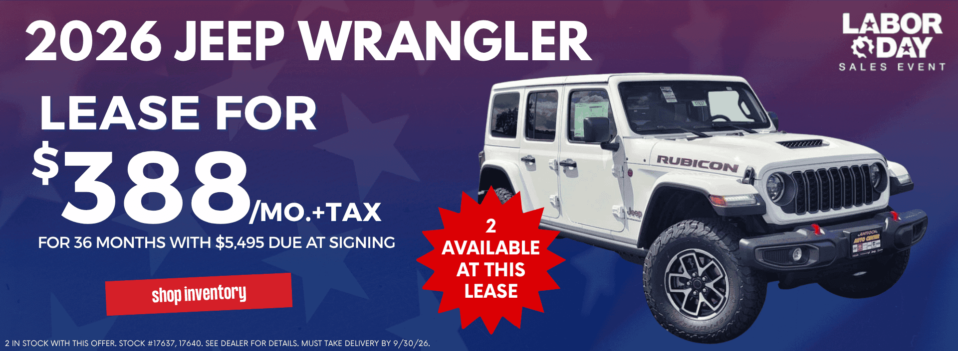 Jeep Wrangler September Lease