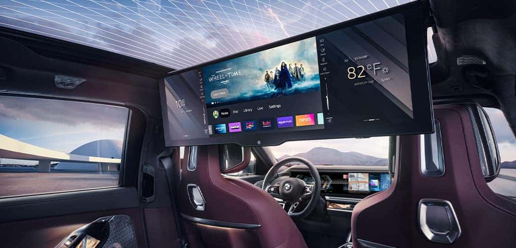 view of entertainment screens from backseats