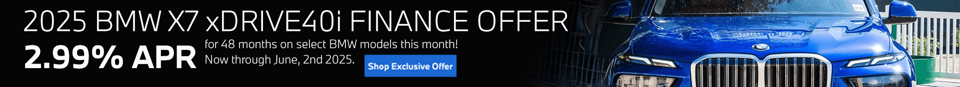 2025 BMW X7 xDrive40i - May APR Offer Desktop SRP Banner