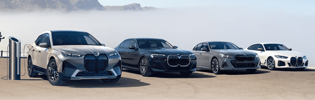 BMW EV lineup by the water