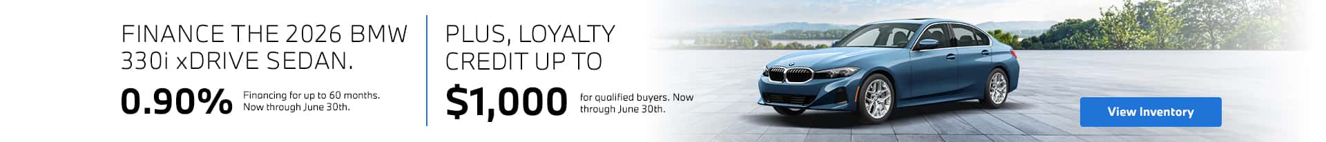 2026 BMW 330i xDrive Sedan finance offer.
