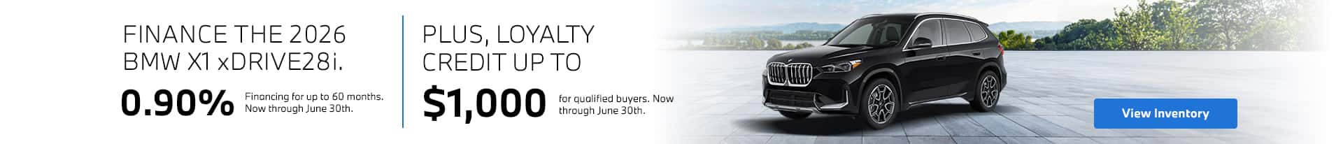 2026 BMW X1 xDrive28i finance offer.