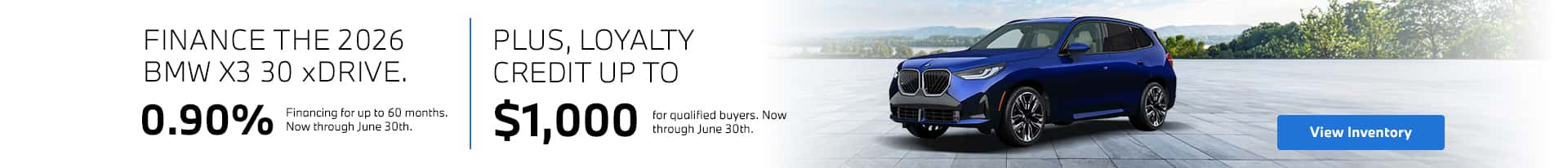 2026 BMW X3 30 xDrive finance offer.