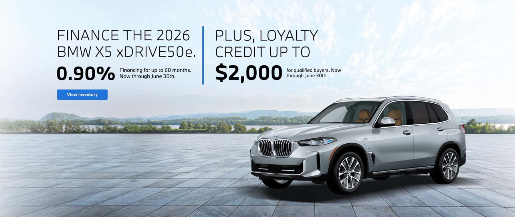 2026 BMW X5 xDrive50e finance offer.