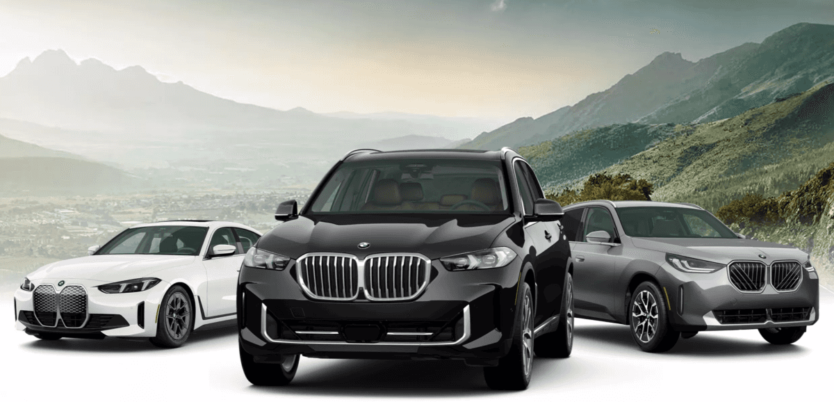 New BMW luxury vehicle driving through Bentonville, Arkansas