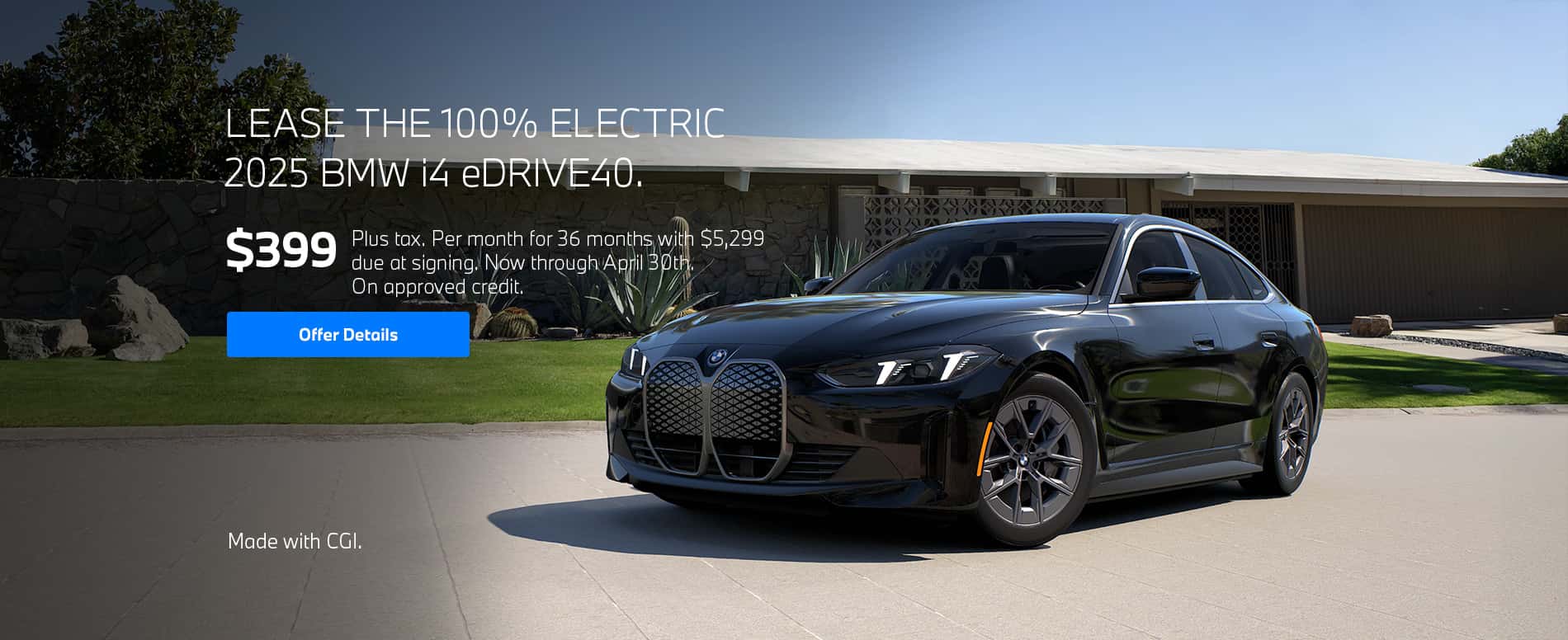 2025 BMW i4 eDrive40 Lease for $399 for 36 months with $5,299 due
