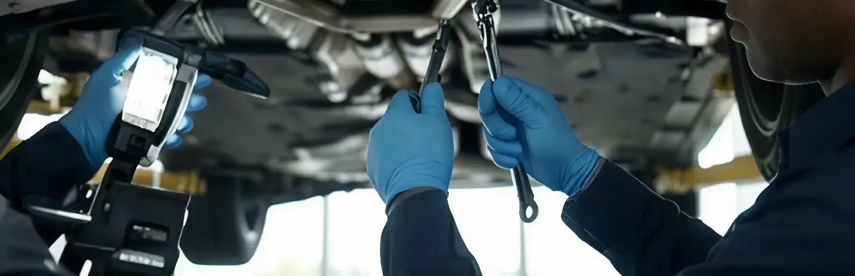 BMW four-wheel alignment service being performed at BMW of South Atlanta