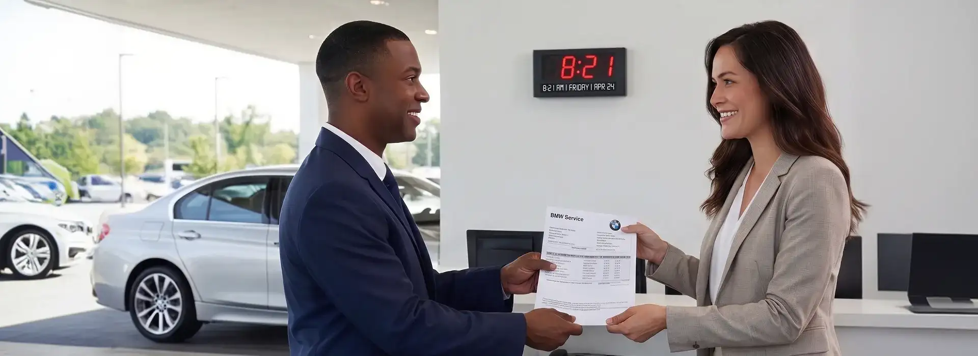 BMW of South Atlanta service drive welcoming a customer for a same day appointment