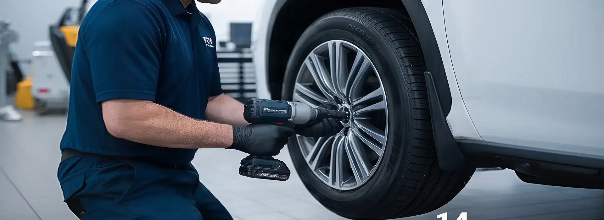 BMW tire replacement service technician at BMW of South Atlanta