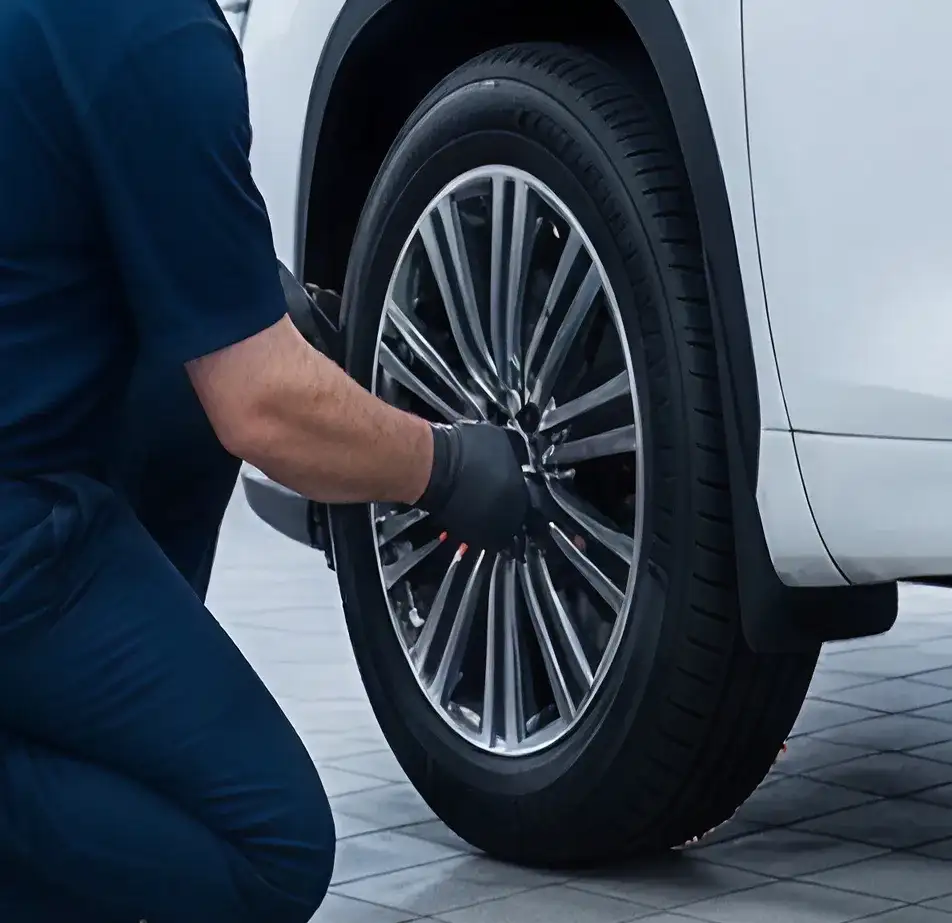 BMW approved tire being installed by certified technician
