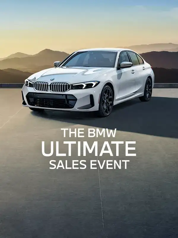 A white BMW 330i on offer during the June Ultimate Sales Event at BMW of South Atlanta in Union City, GA