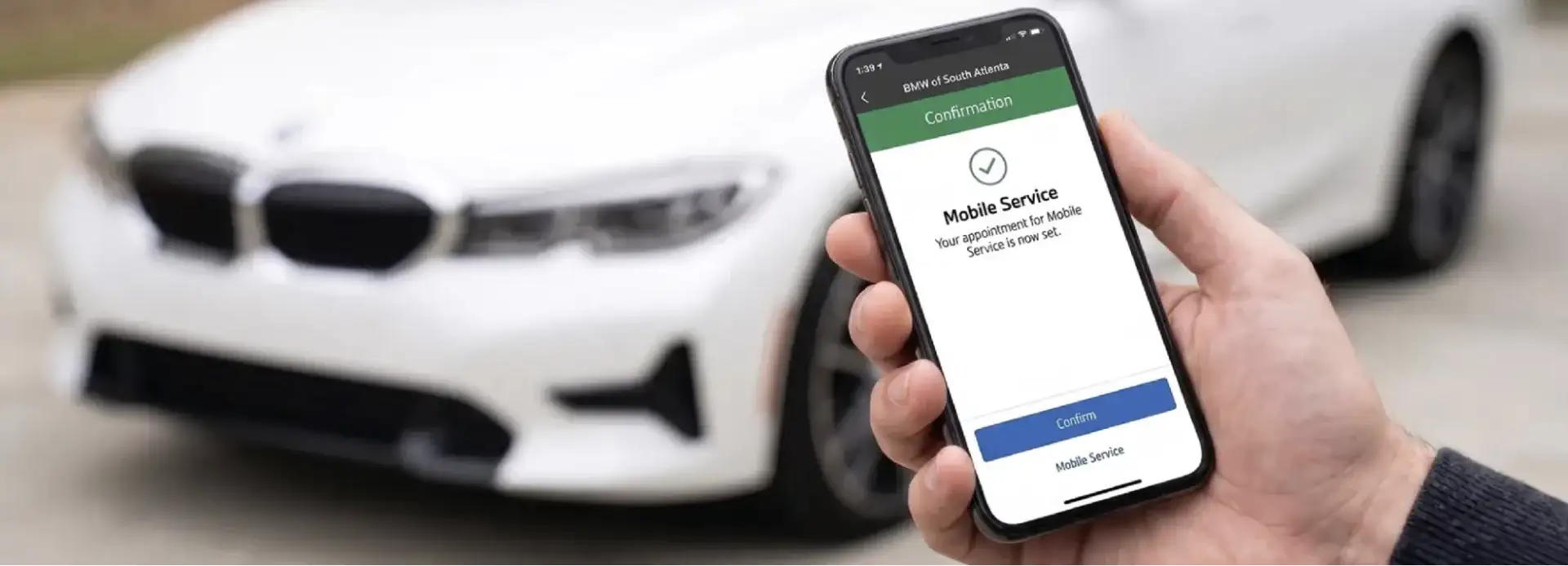 BMW owner scheduling mobile service online with BMW of South Atlanta, an alternative to the BMW loaner car program