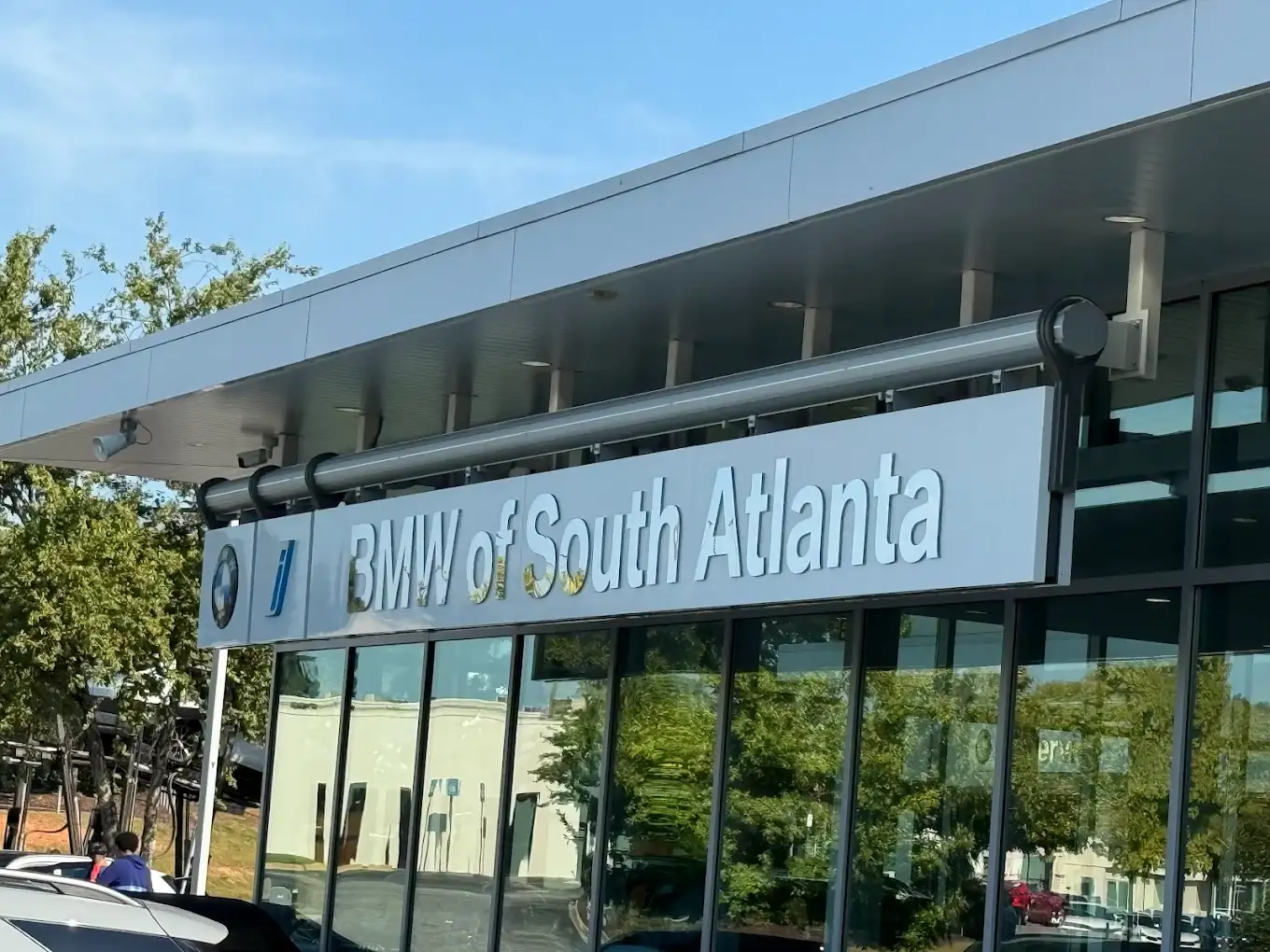 The BMW of South Atlanta storefront signage and glass showroom at 4171 Jonesboro Road, Union City, GA