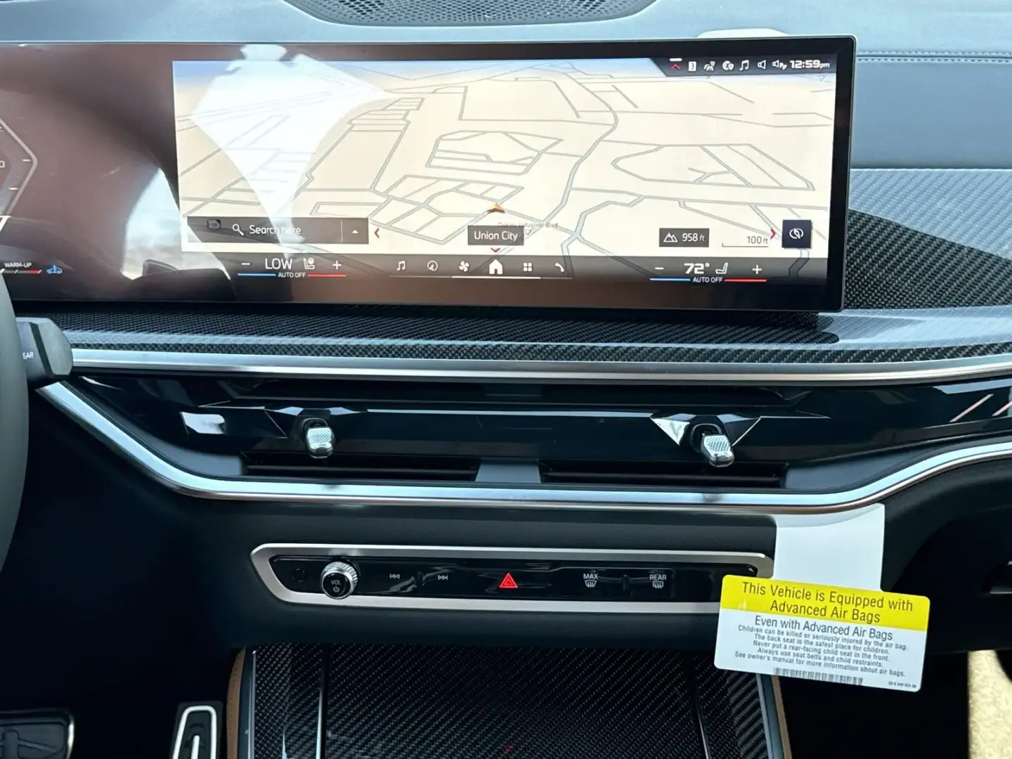 BMW Curved Display showing Union City navigation