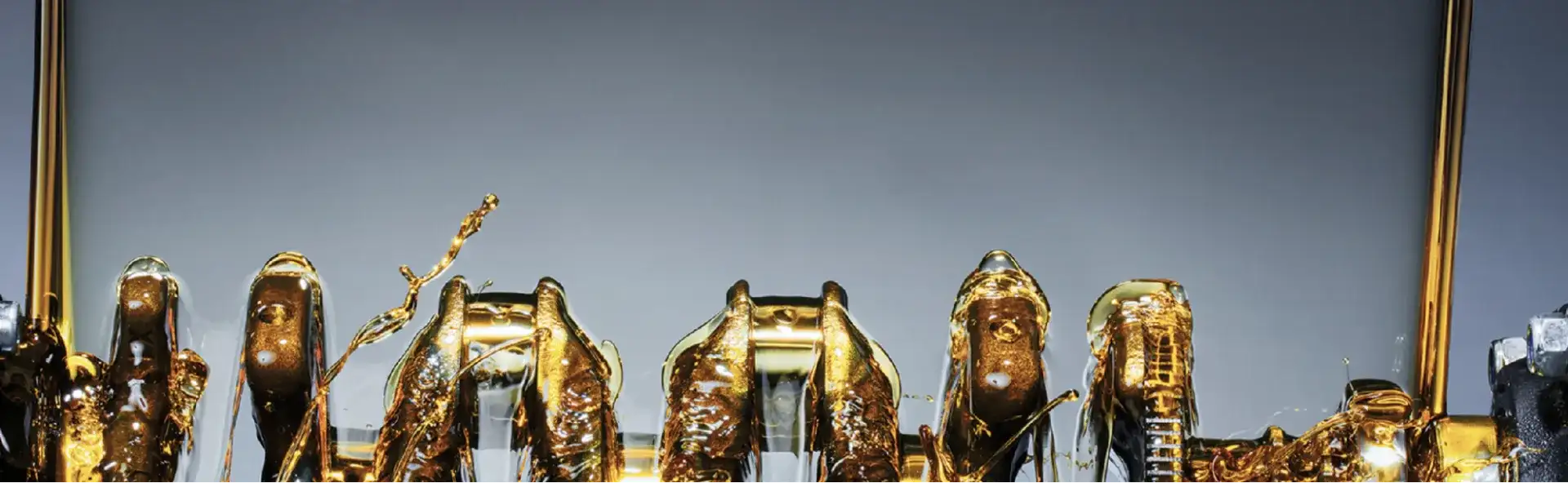 Golden engine oil coating internal engine components
