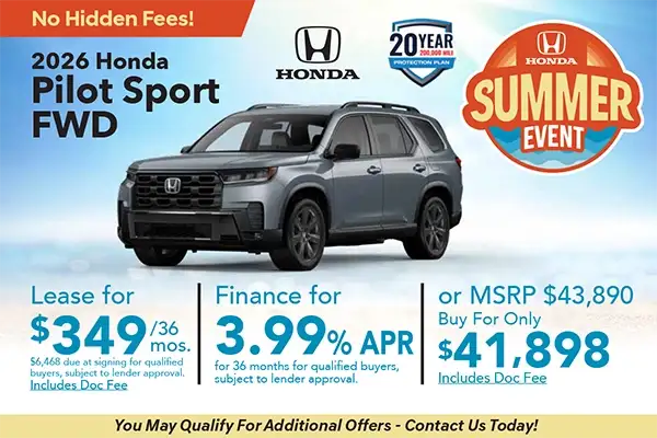 New 2026 Honda Pilot Special
