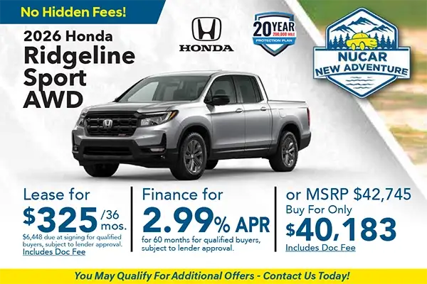 New 2026 Honda Ridgeline AWD Special