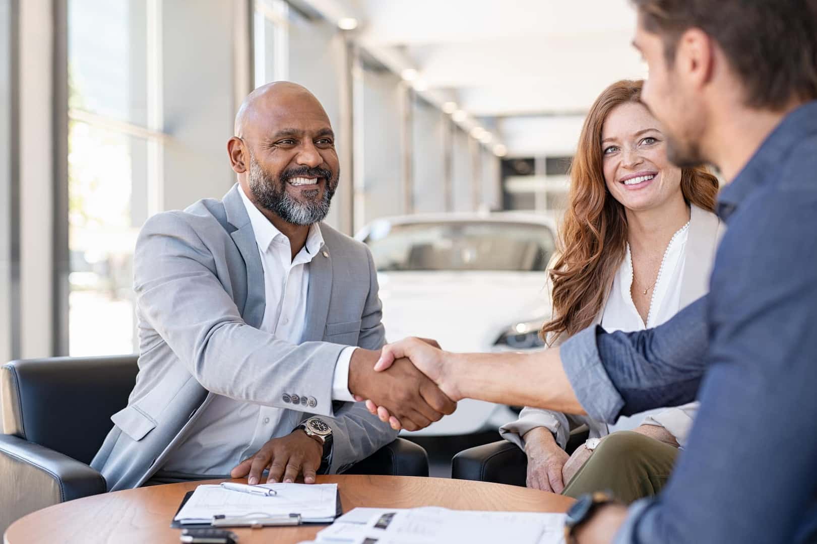Comfort amenities at the Boch Nissan dealership | man shaking hands