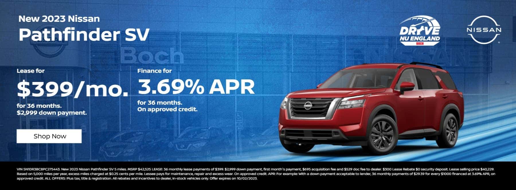 Boch Nissan_September _Boch Nissan_1800x663_website_5n1dr3bc8pc275443_1800 x 663_2023_nissan_pathfinder_sv__5