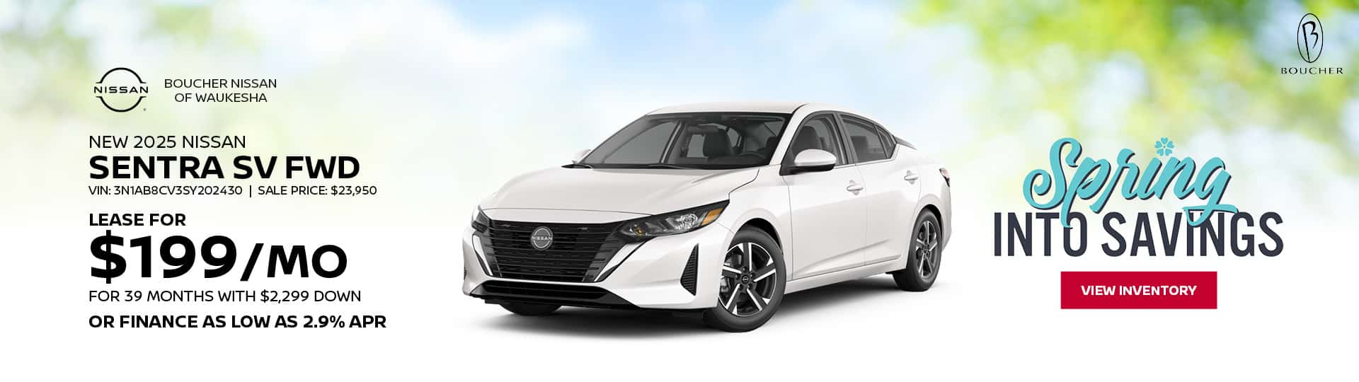 April 25 - 2025 Nissan Sentra SV FWD in Waukesha, WI