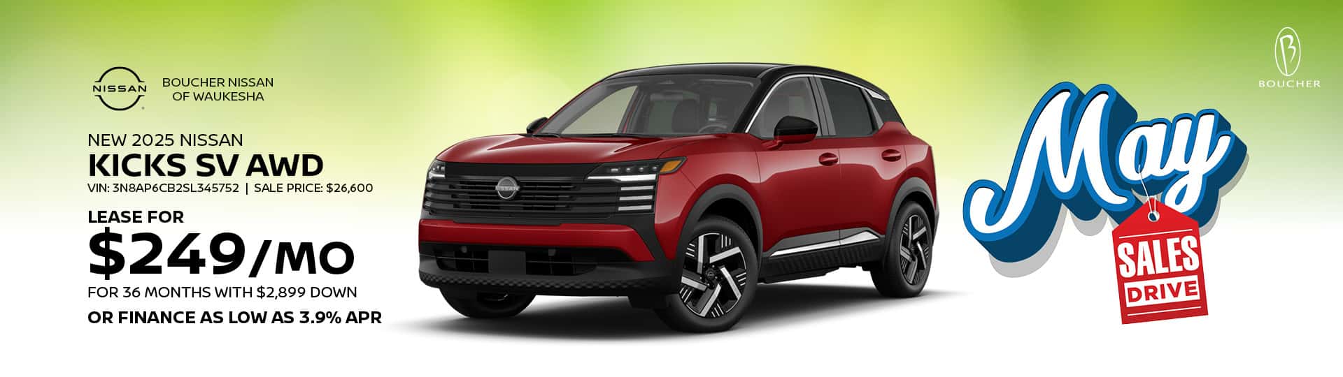 May 25 - 2025 Nissan Kicks SV AWD in Waukesha, WI