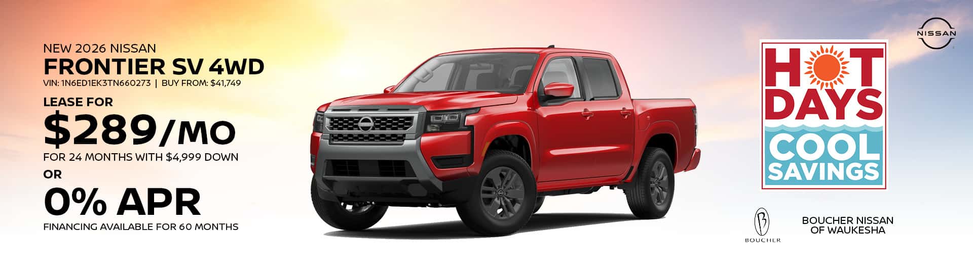 Save on New 2026 Nissan Frontier SV 4WD in Waukesha, WI