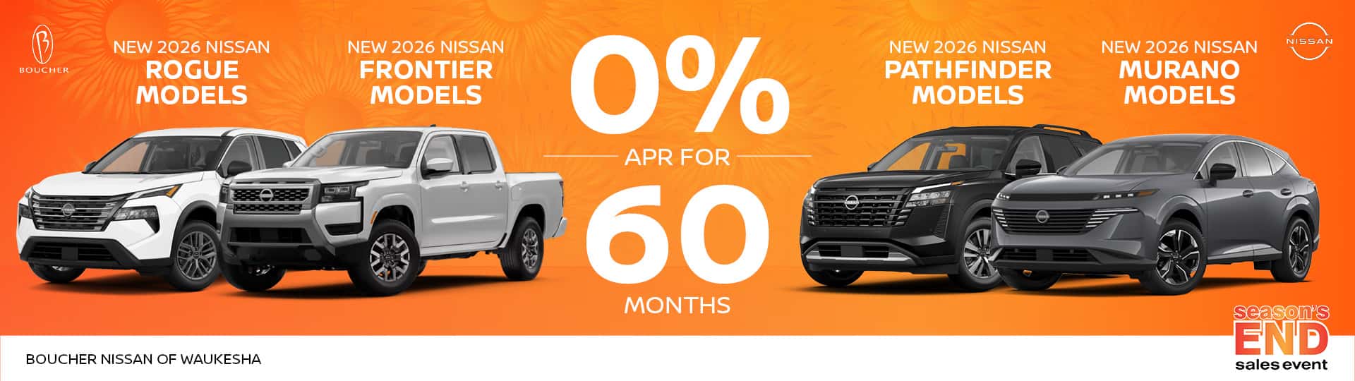 Aug 26 - Get 0% APR for 60 months on New Select Nissan Models in Waukesha, WI