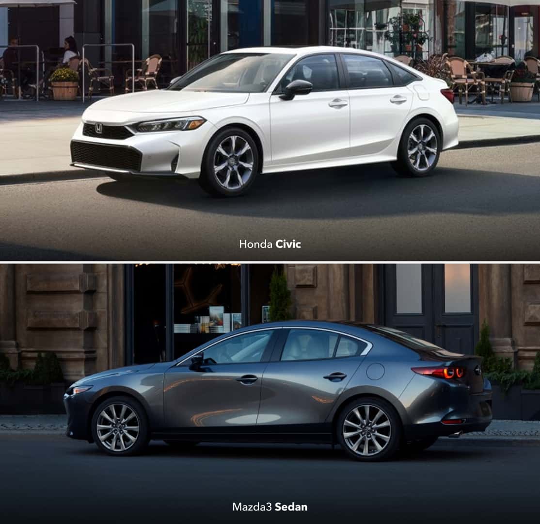 2026 Honda Civic vs. 2026 Mazda3 Size & Dimensions