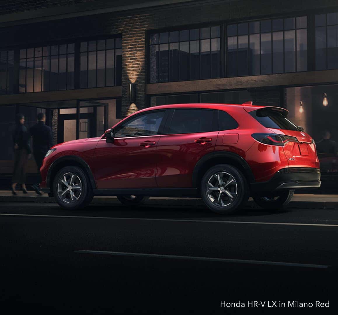 Honda HR-V LX showcasing its minimalist dashboard and touchscreen display.