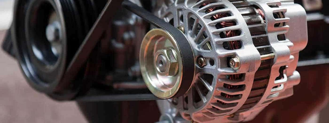 Close up view of the vehicle's alternator