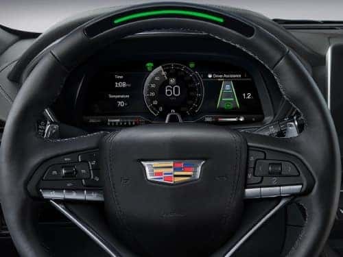 2024 Cadillac CT5 close up view of dash showing driver assistance features