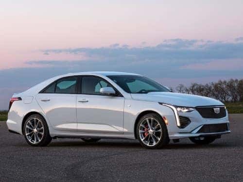2024 Cadillac CT4 exterior view of car parked at sunset 