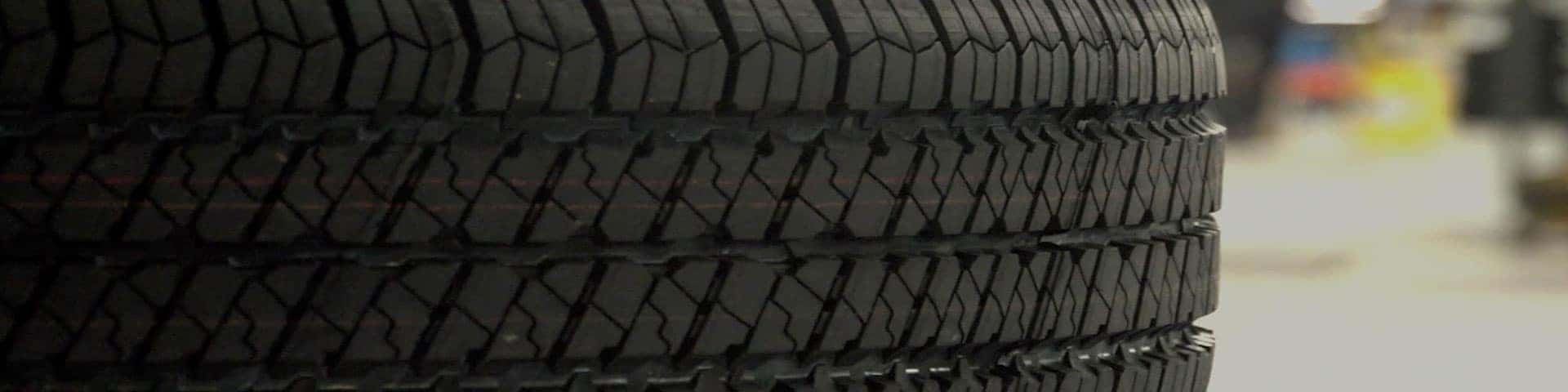 Close up view of a tire of its side