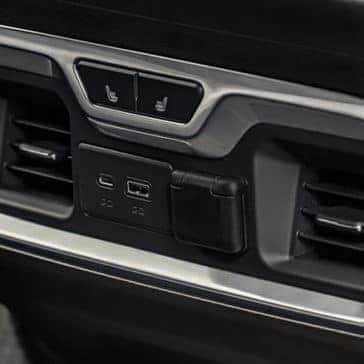 Close up view of backseat air vent system
