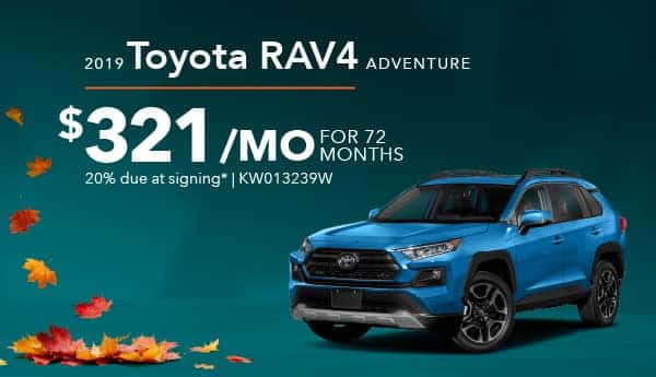 Toyota RAV4 Venture 20% down $321 per month for 72 months