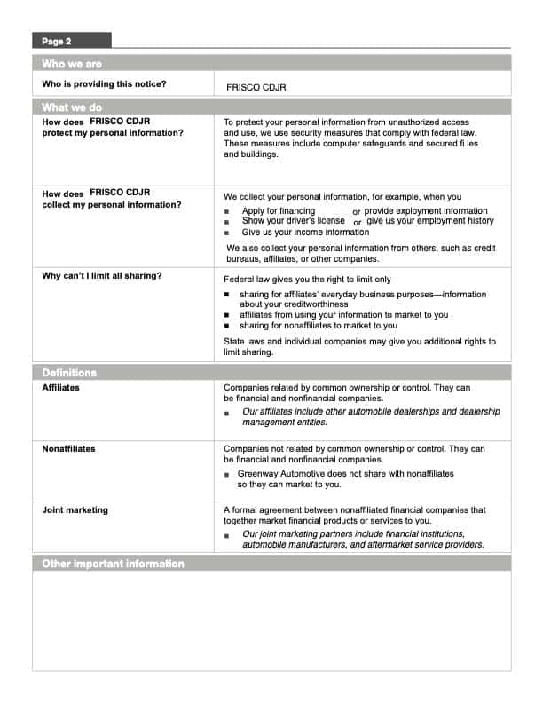 PrivacyNotice Form - Greenway Automotive