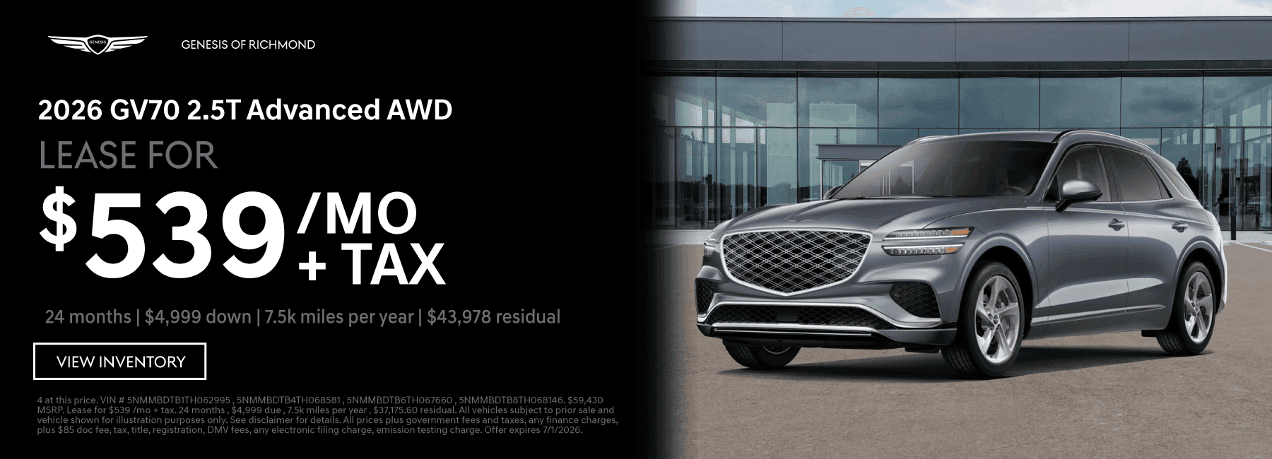 2026 GV70 2.5T Advanced AWD Special