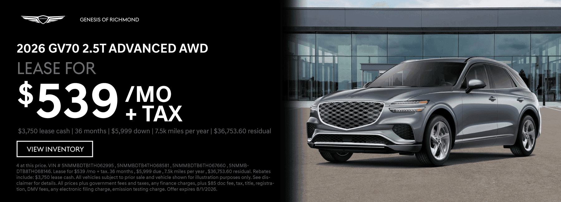 2026 GV70 2.5T Advanced AWD Special