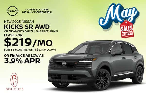 Lease a new 2025 Nissan Kicks SR AWD in Greenfield