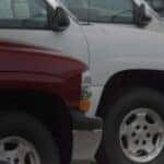 Several used truck models parked in a line