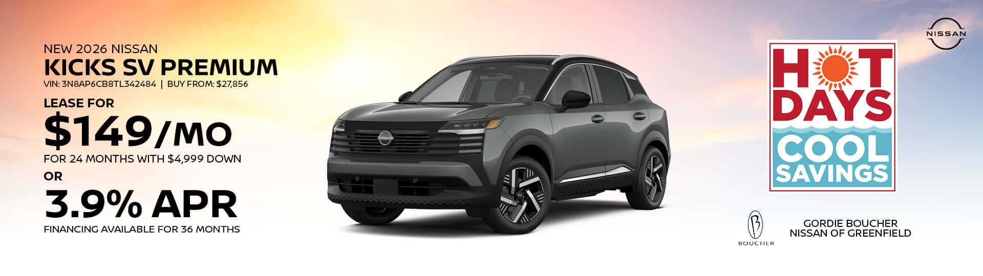 Save on a New 2026 Nissan Kicks SV Premium in Greenfield, WI