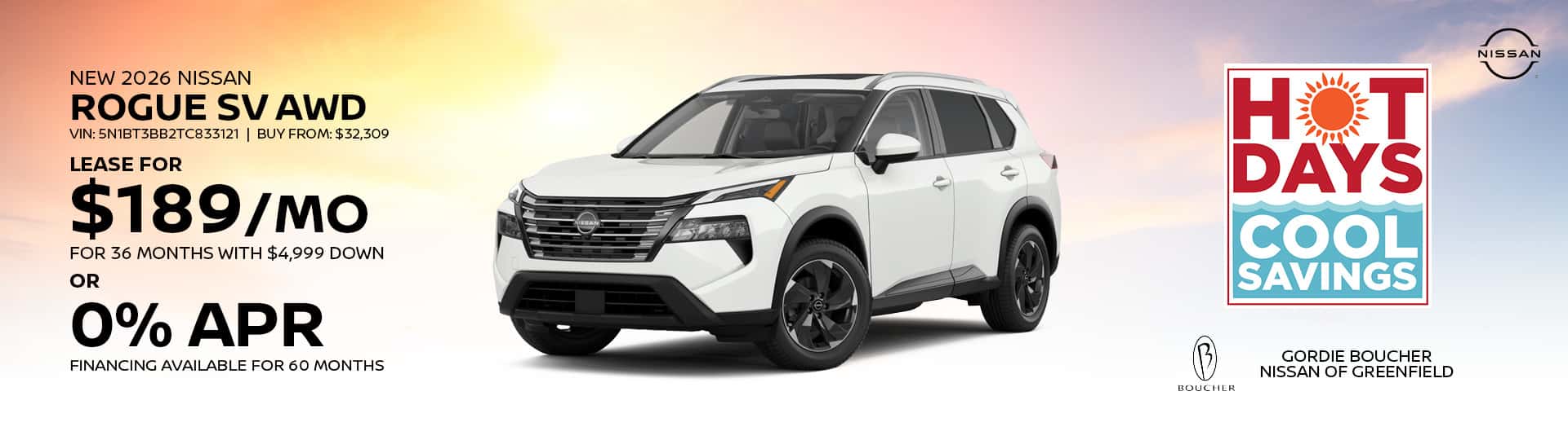 Save on a New 2026 Nissan Rogue SV AWD in Greenfield, WI