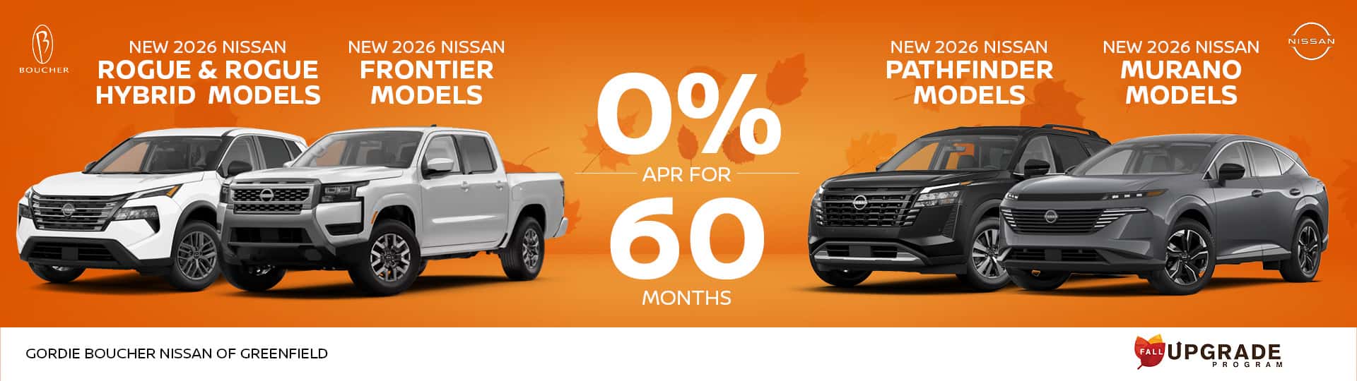 0% APR on New 2026 Nissan Rogue, Rogue Hybrid, Frontier, Pathfinder, & Murano Models