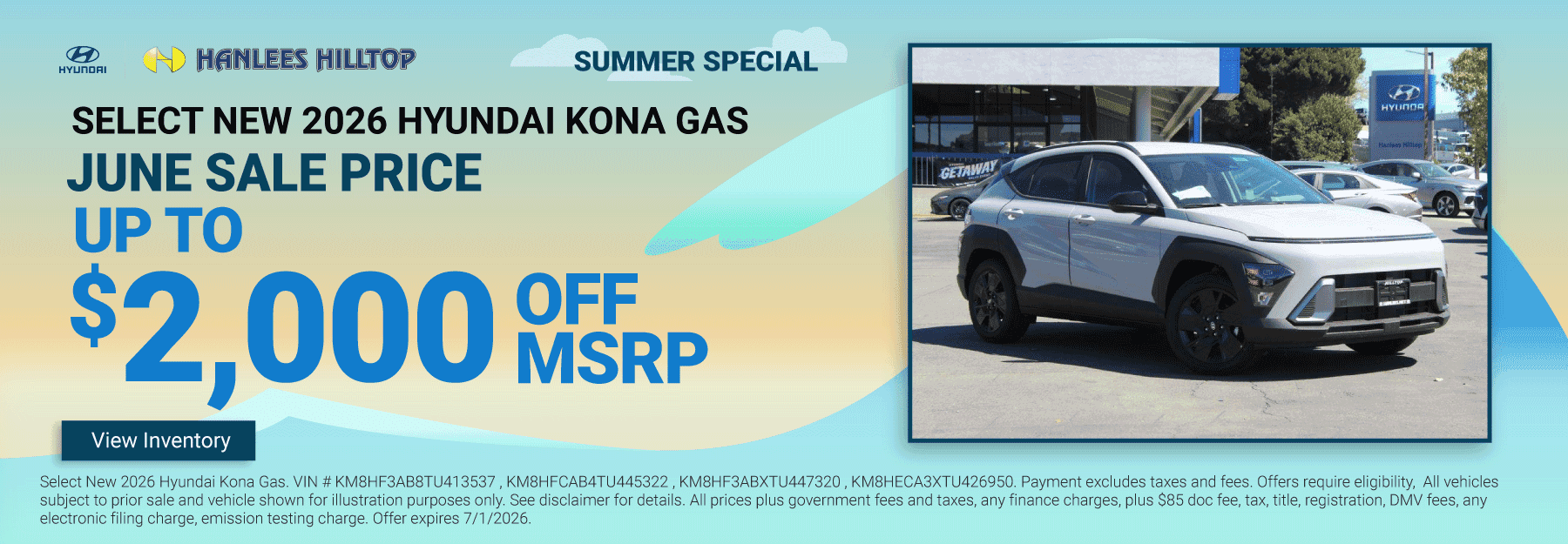 SELECT NEW 2026 HYUNDAI KONA GAS SPECIAL
