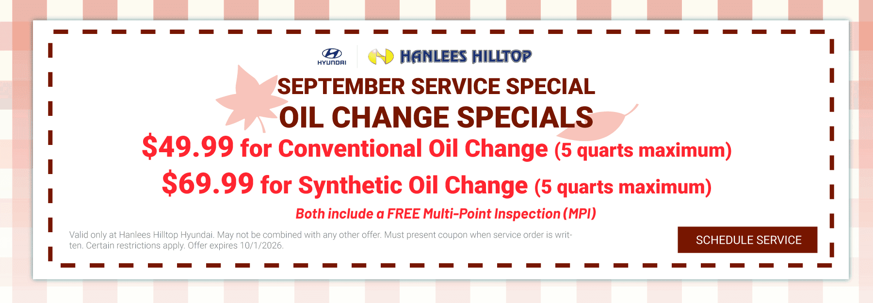 Oil Change Special